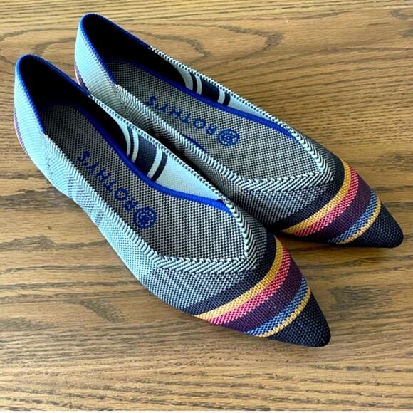 Rothy’s the point retired inverse striped size 9.5 woman’s flat shoes - Picture 2 of 12